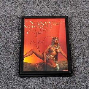 SIGNED Nicki Minaj Queen Album Cover Postcard in black frame